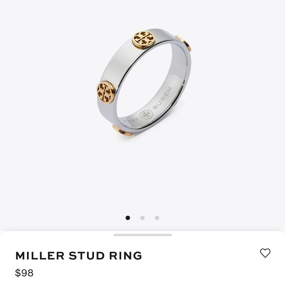 Tory Burch Silver and Gold Miller Stud Ring